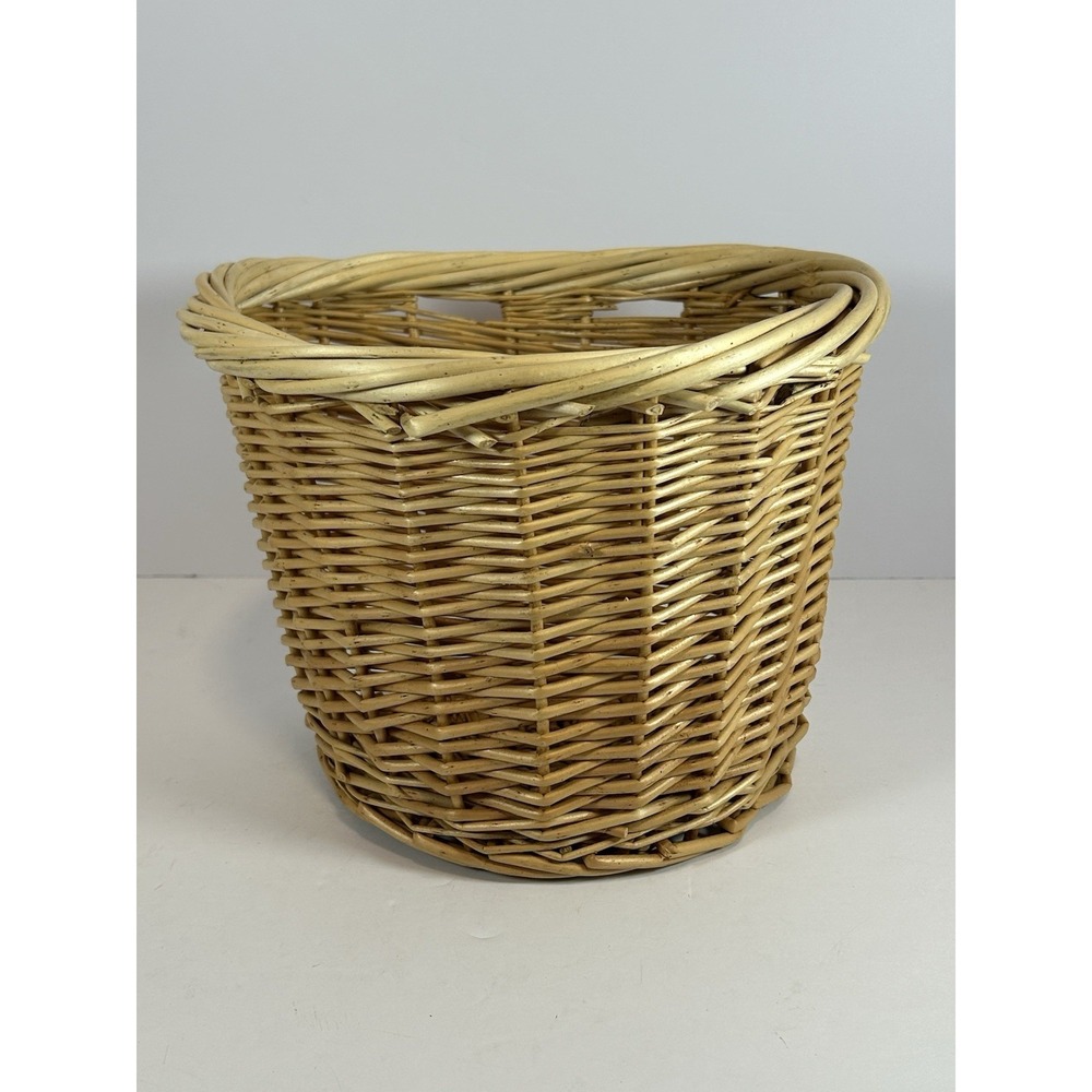 Retro Bike Basket Wicker Woven Front Basket Handlebar Storage Basket No Straps